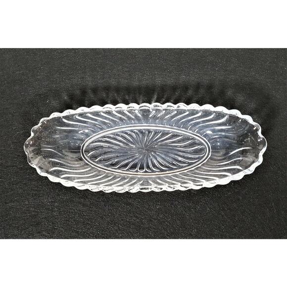 Vintage Fostoria Colony Clear Swirl 9" Pickle / Relish Dish 1940-1973 MCM VGC - Picture 3 of 4